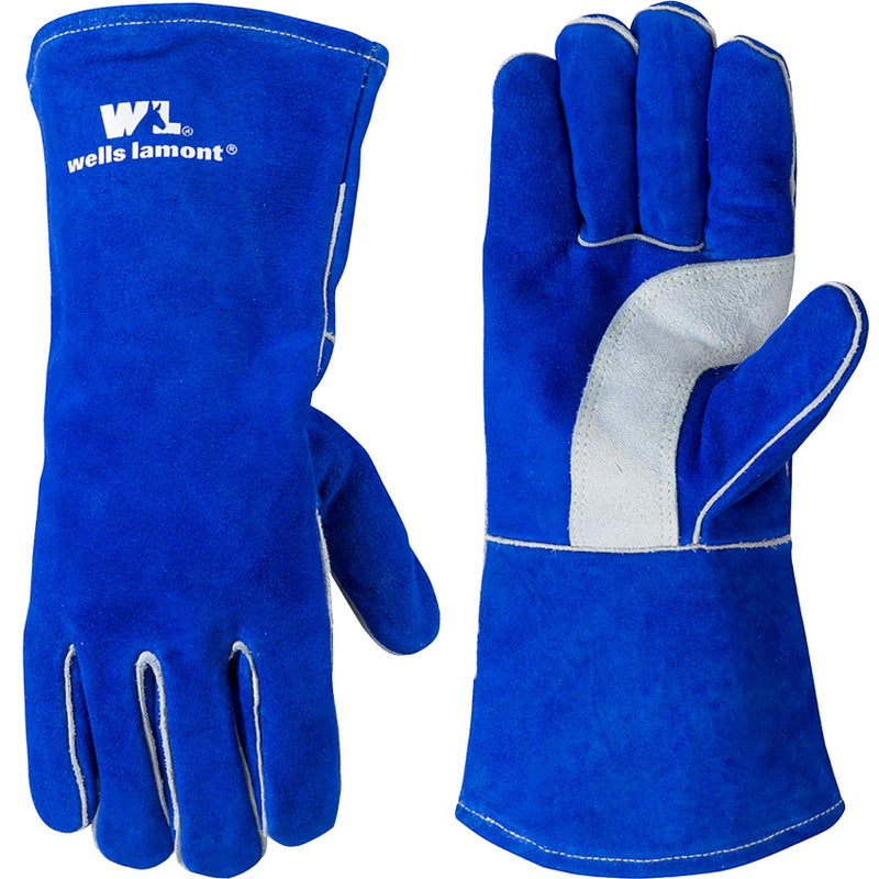 Wells Lamont Blue Lined Leather Welding Gloves, X-Large (1054XL) - Image 1